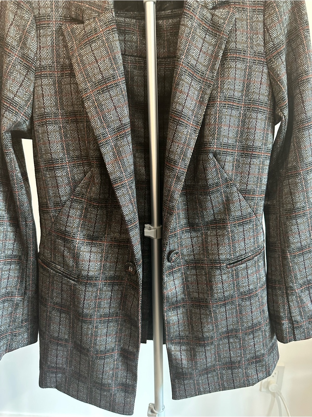 cleo Gray Plaid Blazer and skirt suit set with Rust Accents